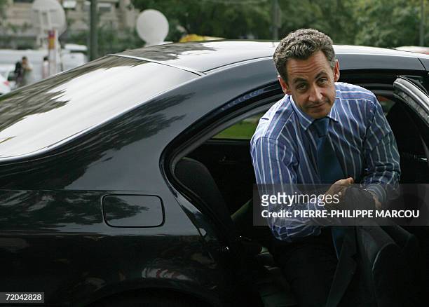 French Interior Minister Nicolas Sarkozy arrives for the eight-country round table on immigration in Madrid, 29 September 2006. Ministers from Spain,...