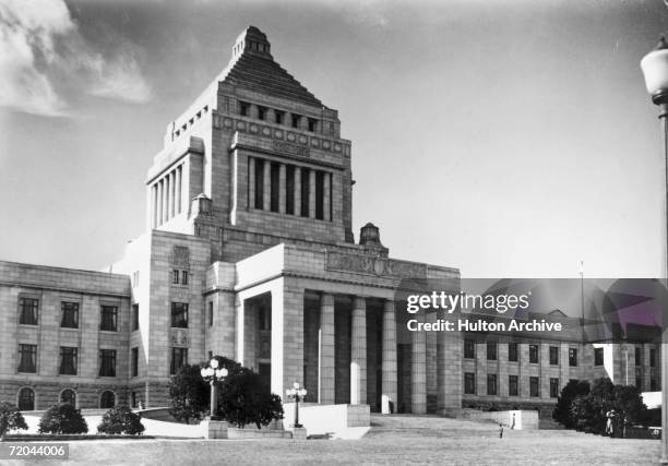 The Imperial Diet building in Tokyo the seat of both the government bodies of Japan, the House of Representatives and the House of Councillors, circa...