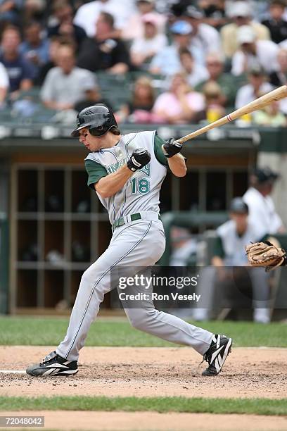 Ben Zobrist of the Tampa Bay Devil Rays at bat during the game against the Chicago White Sox at U.S. Cellular Field in Chicago, Illinois on August...