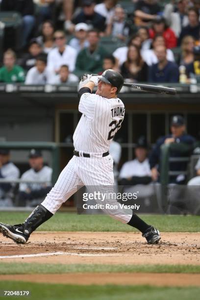 Jim Thome of the Chicago White Sox hits his 42nd home run of the season off of Felix Hernandez during the game against the Seattle Mariners at U.S....