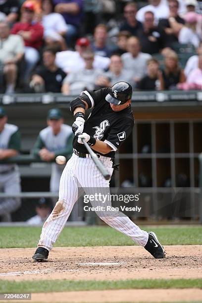 Pierzynski of the Chicago White Sox at bat during the game against the Tampa Bay Devil Rays at U.S. Cellular Field in Chicago, Illinois on August 31,...