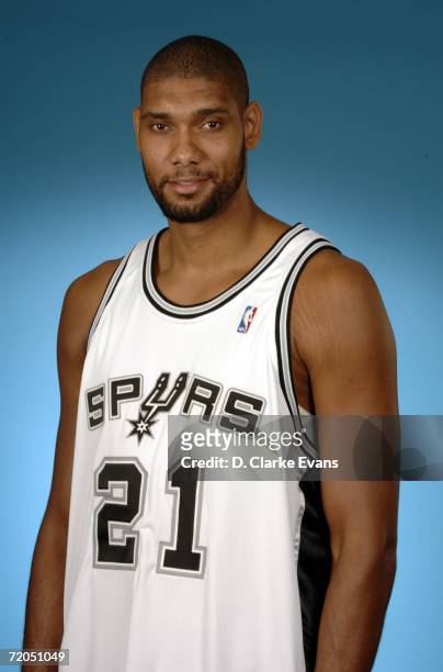 Tim Duncan the San Antonio Silver Spurs pose during the team's Media Day at the Embassy Suite Hotel on September 29, 2006 in San Antonio, Texas. NOTE...