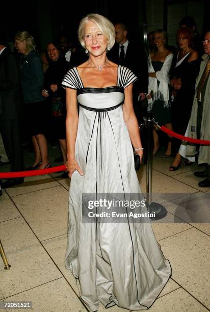 Actress Helen Mirren arrives for The New York Film Festival opening night premiere of "The Queen" at Avery Fisher Hall, Lincoln Center September 29,...