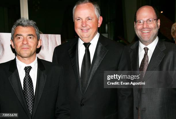 Miramax President Daniel Battsek, Walt Disney Studios Chairman Dick Cook and producer Scott Rudin attend The New York Film Festival opening night...