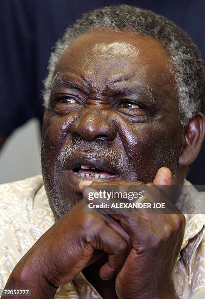 Michael Sata, opposition leader of the Patriotic Front party, speaks 30 September 2006 at a media confrance in Lusaka. Sata warned of "ghastly...