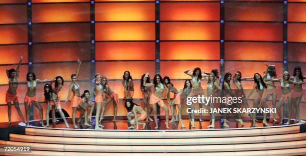 Contestants of the final Miss World 2006 contest perform in the Congress Hall 30 September 2006 in Warsaw. Some of the planet's most stunning women...