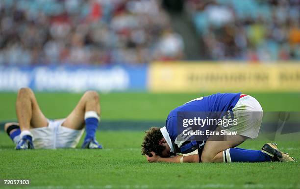 Newtown Jets player react after losing the 2006 Premier League Grand Final between the Parramatta Eels and the Newtown Jets at Telstra Stadium...