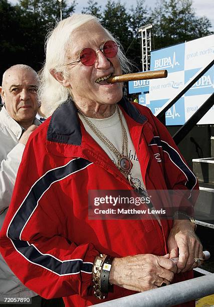Sir Jimmy Saville prepares for The Bupa Great North Run on October 1, 2006 in Newcastle, England.