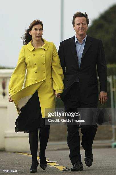 Leader of the Conservative Party, David Cameron and his wife Samantha arrive at the Marriot hotel on October 1, 2006 in Bournmouth, England. This is...