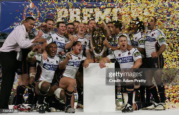 The Brisbane Broncos celebrate winning the NRL Grand Final beating the Melbourne Storm at Telstra Stadium on October 1, 2006 in Sydney, Australia.