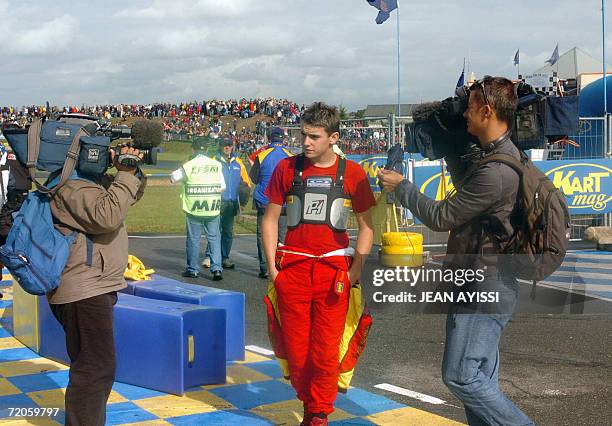 French driver Jules Bianchi is seen after the FA category race of the 2006 Karting World Championnship, 01 October 2006 in Angerville, south of...