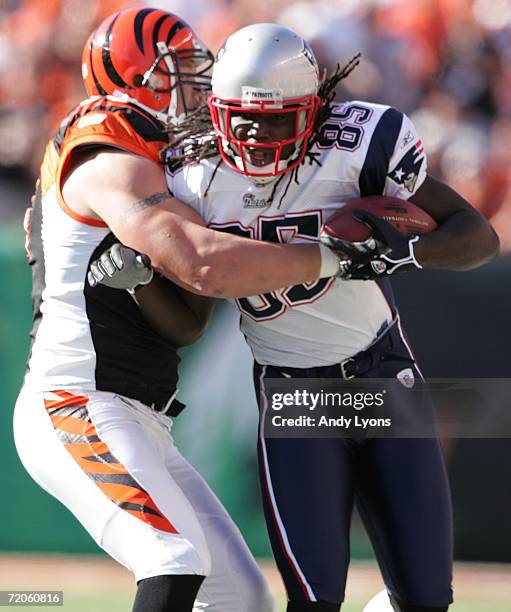 Doug Gabriel of the New England Patriots carries the ball against the Cincinnati Bengals on October 1, 2006 at Paul Brown Stadium in Cincinnati,...