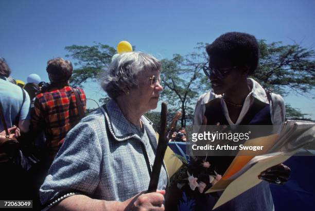 American cultural anthropologist Margaret Mead at an International Earth Day event in New York, where she gave a speech at the United Nations, 20th...