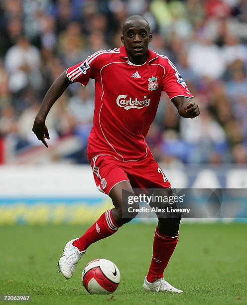 Momo Sissoko of Liverpool in action during the Barclays Premiership match between Bolton Wanderers and Liverpool at the Reebok Stadium on September...