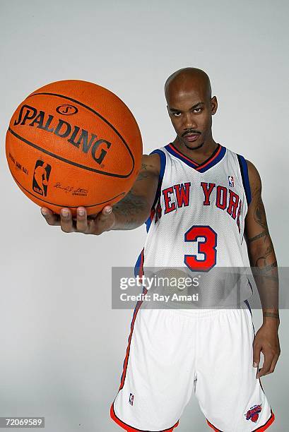 Stephon Marbury of the New York Knicks poses for a portrait during the New York Knicks Media Day on October 2, 2006 at the Knicks Training Facility...