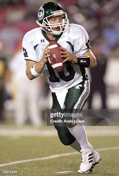 Nick Petrino of the Trinity Shamrocks drops back to pass against the St. Xavier Tigers during their regular season High School football game...