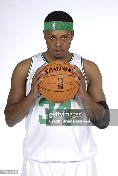 Paul Pierce of the Boston Celtics poses during media day at the Celtics practice facility October 2, 2006 in Waltham, Massachusetts. NOTE TO USER:...