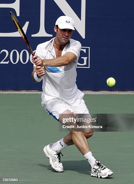 Stefano Galvani of Italy returns the ball against Stefan Koubek of Australia during the AIG Japan Open Tennis Championship 2006 on October 3, 2006 in...