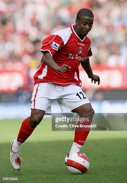 Kevin Lisbie of Charlton in action during the Barclays Premiership match between Charlton Athletic and Arsenal at The Valley on September 30, 2006 in...