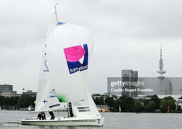 The victorious team from Finland in action during the final of the Match Race European Championships on October 3, 2006 in Hamburg, Germany.