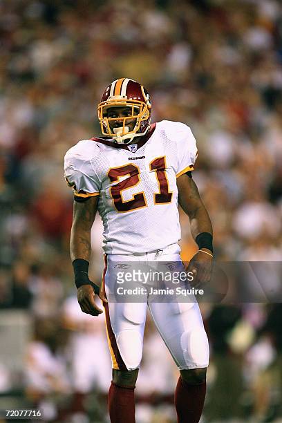 Safety Sean Taylor of the Washington Redskins looks on while taking on the Minnesota Vikings during the first Monday Night Football game of the...