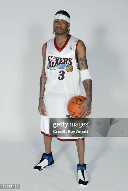 September 29: Allen Iverson of the Philadelphia 76ers poses during NBA Media Day on September 29, 2007 at the Wachovia Center in Philadelphia,...