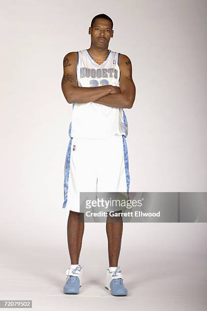 Marcus Camby of the Denver Nuggets poses during NBA Media Day at the Pepsi Center on October 2, 2006 in Denver, Colorado. NOTE TO USER: User...