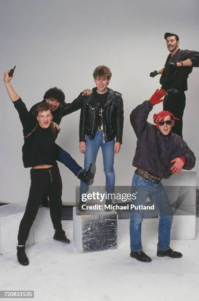 British pop group Frankie Goes To Hollywood, London, March 1984. Left to right: drummer Peter Gill, bassist Mark O'Toole, guitarist Brian Nash,...