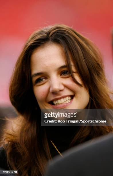Katie Holmes on the field before a game between the Minnesota Vikings and the Washington Redskins at FedEx Field in Landover, Maryland. The Vikings...