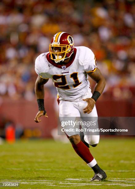 Sean Taylor of the Washington Redskins runs downfield against the Minnesota Vikings on September 11, 2006 at FedExField in Landover, Maryland. The...