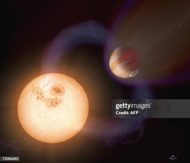 Picture released 04 October 2006 by the European Space Agency shows an artist's impression of a unique type of exoplanet discovered with the Hubble...