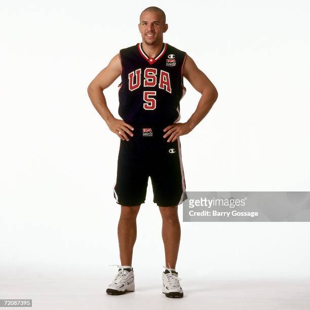 Jason Kidd of the United States National team poses for a photo during a 2000 photo shoot. NOTE TO USER: User expressly acknowledges that, by...