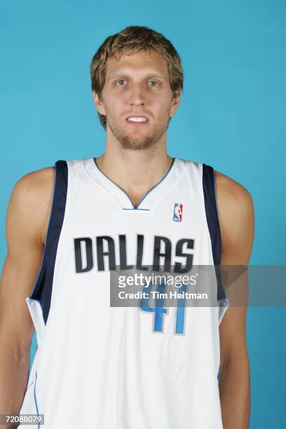 Dirk Nowitzki of the Dallas Mavericks poses for a portrait during 2006 Media Day at the American Airlines Center on October 2, 2006 in Dallas, Texas....