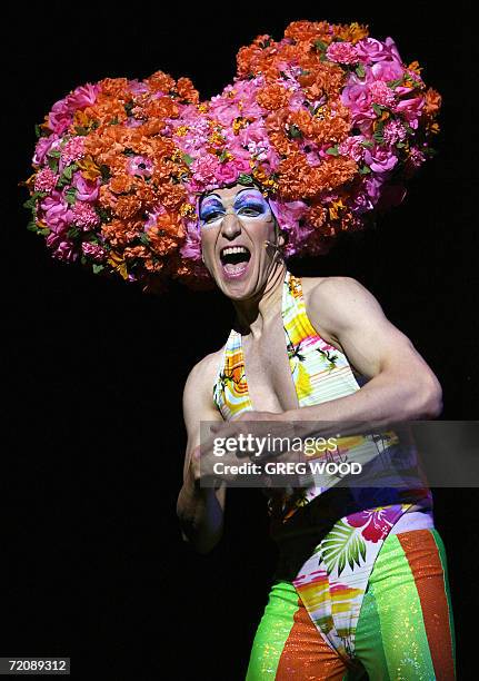 Jeremy Stanford who plays the part of Tick rehearses in Sydney, 05 October 2006, for the stage production of "Priscilla Queen of the Desert" which is...