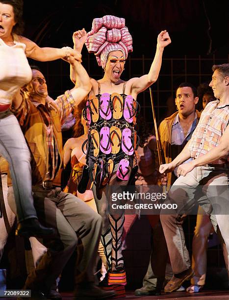 Jeremy Stanford who plays the part of Tick rehearses in Sydney, 05 October 2006, for the stage production of "Priscilla Queen of the Desert" which is...