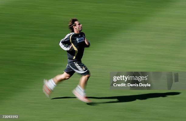 Antonio Cassano sprints during the Real Madrid training session at the club's Valdebebas training facilities on October 5, 2006 in Madrid, Spain.