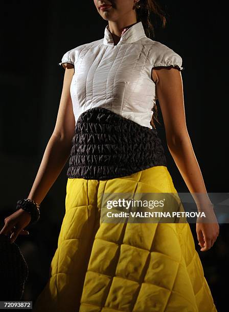 Model presents a creation by young Bulgarian student designer Gergana Stoyanova as part of her graduation project during a fashion show 05 October...
