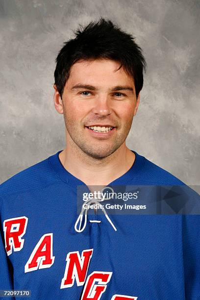 Jaromir Jagr of the New York Rangers poses for a portrait at Madison Square Garden on September 14, 2006 in New York, New York.