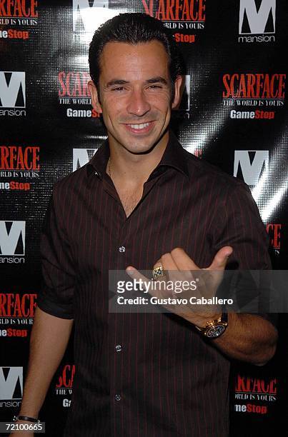 Helio Castroneves arrives at the "Scarface: The World Is Yours" video game premiere on October 5, 2006 in Miami Beach, Florida.