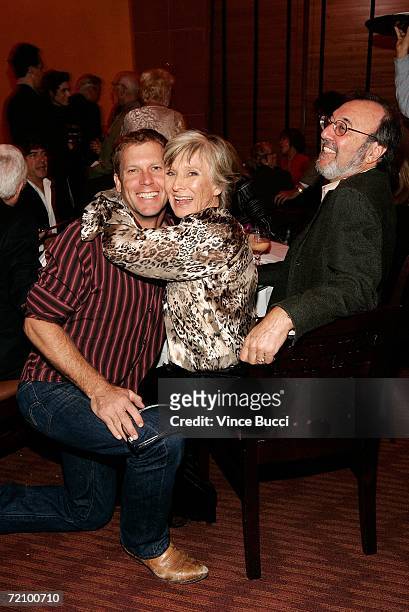 Actor Morgan Englund, Actress Cloris Leachman, and Producer/Writer James L. Brooks pose at the celebration for Cloris Leachman's 60 years in show...
