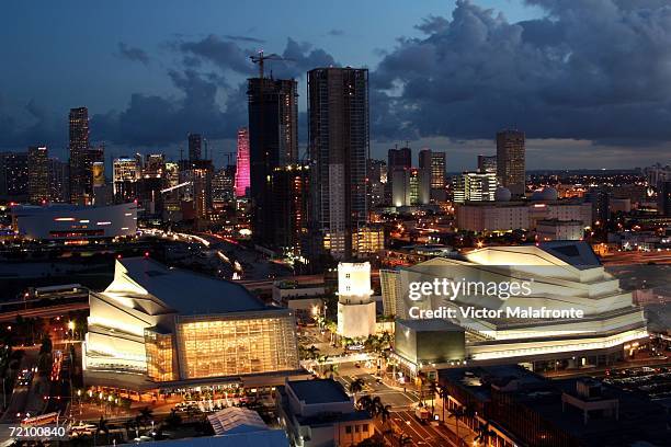 An aerial shot at the Grand Opening of the Carnival Center For The Perfomring Arts on October 5, 2006 in Miami Beach, Florida.