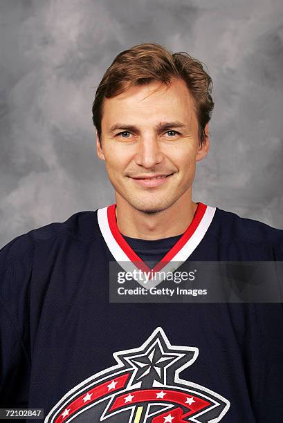 Center Sergei Fedorov of the NHL Columbus Blue Jackets poses for a portrait at Nationwide Arena on September 14, 2006 in Columbus, Ohio.