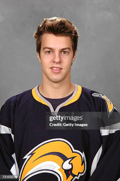 Defenseman Marc-Andre Gragnani of the NHL Buffalo Sabres poses for a portrait at HSBC Arena on September 14, 2006 in Buffalo, New York.