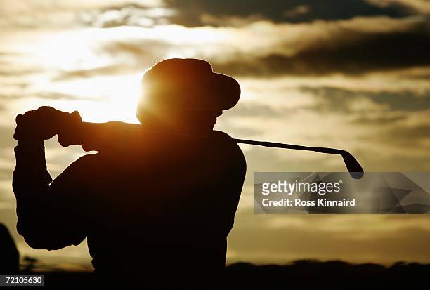 Vijay Singh of Fiji hits balls on the practice range after competing in the Second Round of The Alfred Dunhill Links Championship at The Old Course...