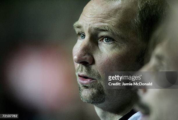 Germany U21's manager Dieter Eilts looks on during the European U21 Championship Qualifier between England U21's and Germany U21's on October 6, 2006...