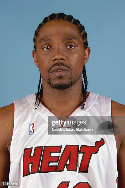 Udonis Haslem of the Miami Heat poses during NBA Media Day on October 2, 2006 at American Airlines Arena in Miami, Florida. NOTE TO USER: User...