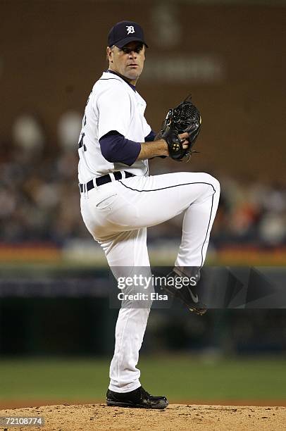 Starting pitcher Kenny Rogers of the Detroit Tigers throws a pitch against the New York Yankees during Game Three of the 2006 American League...