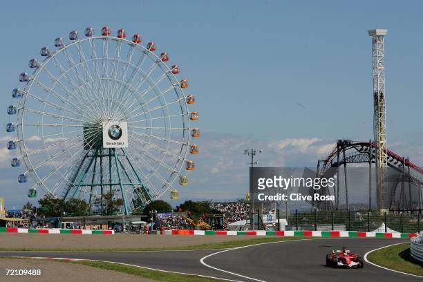 Felipe Massa of Brazil and Ferrari in action during practice prior to qualifying for the Japanese F1 Grand Prix at the Suzuka Circuit on October 7,...