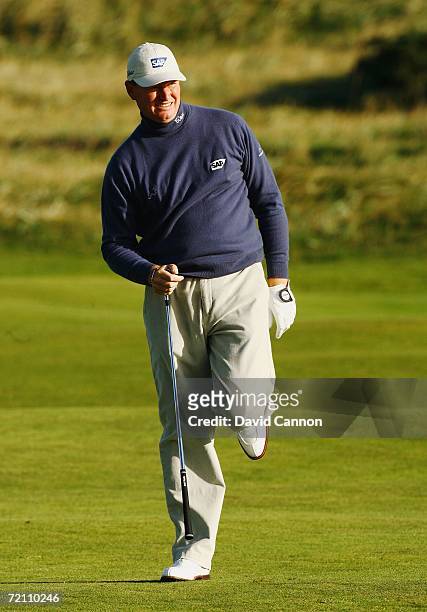Ernie Els of South Africa plays his second shot to 2nd hole during the Third Round of The Alfred Dunhill Links Championship at Carnoustie Colf Club...