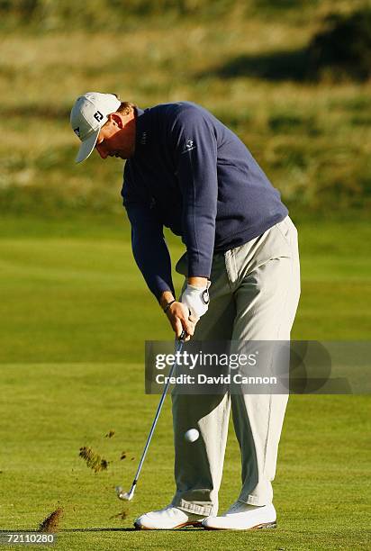 Ernie Els of South Africa plays his second shot to 2nd hole during the Third Round of The Alfred Dunhill Links Championship at Carnoustie Colf Club...